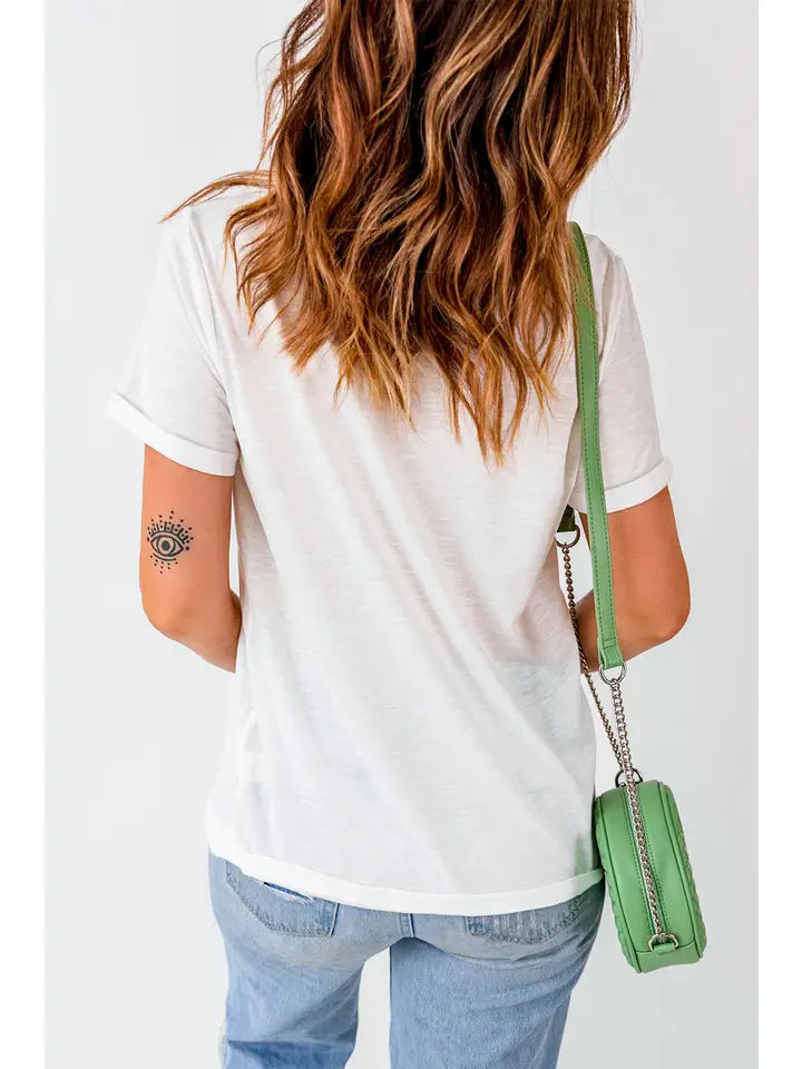 Sequined Lucky Letter Tee - The Season Boutique