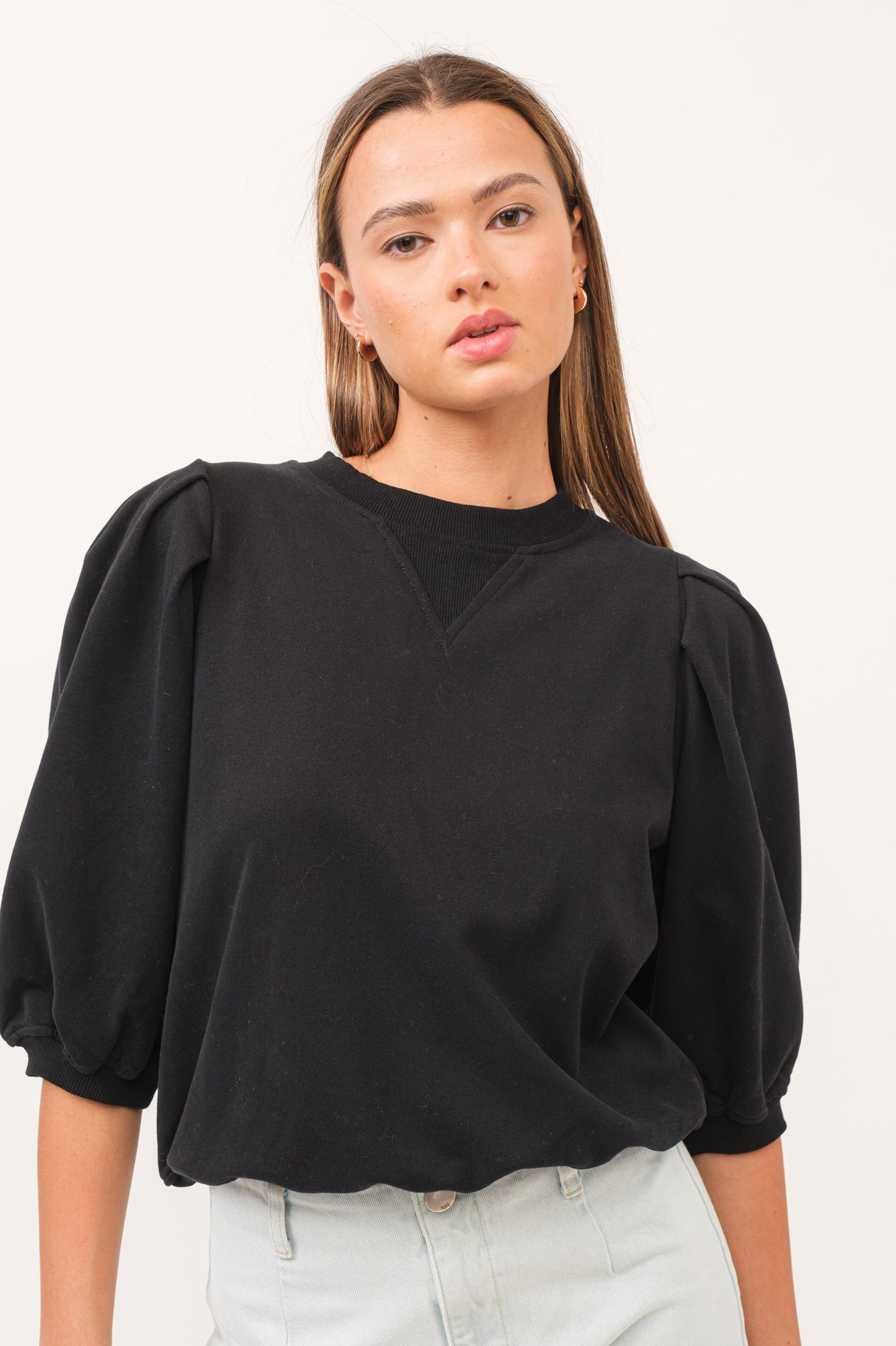 3/4 Puff Sleeve Sweatshirt