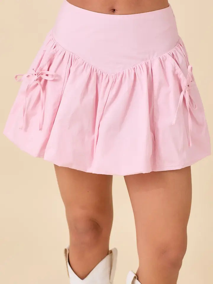 Bubble Skort with Ribbon Bow Tie