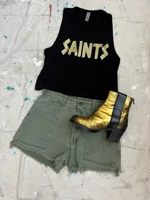Saints Gold Glitter Tiny Tank