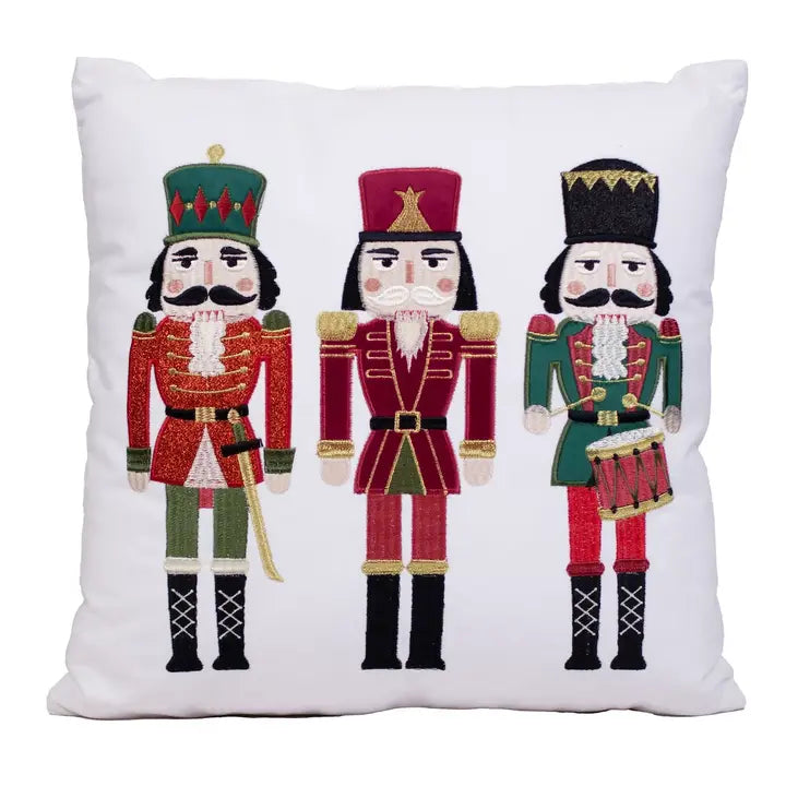 Nutcracker Trio Pillow White/Multi 18x18