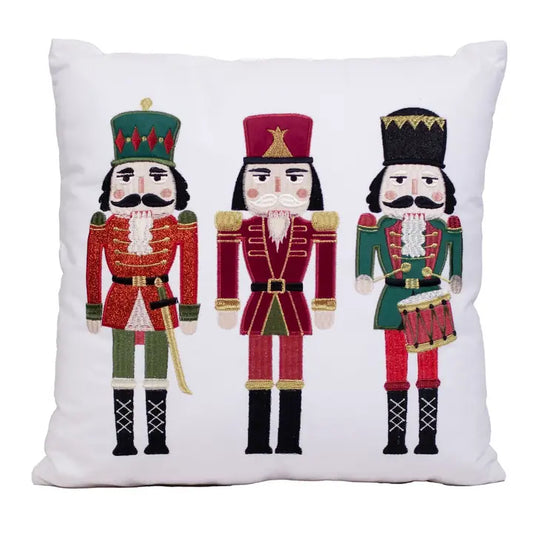 Nutcracker Trio Pillow White/Multi 18x18
