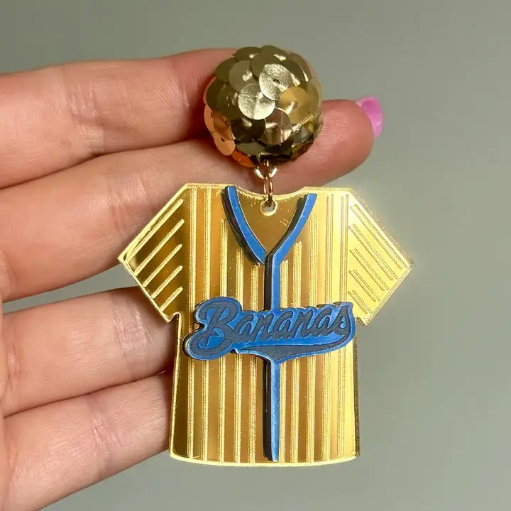 Bananas Acrylic Baseball Jersey Earrings - The Season Boutique