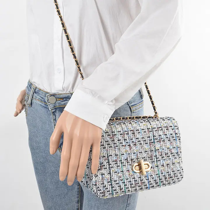 Tweed Crossbody Flap Bag