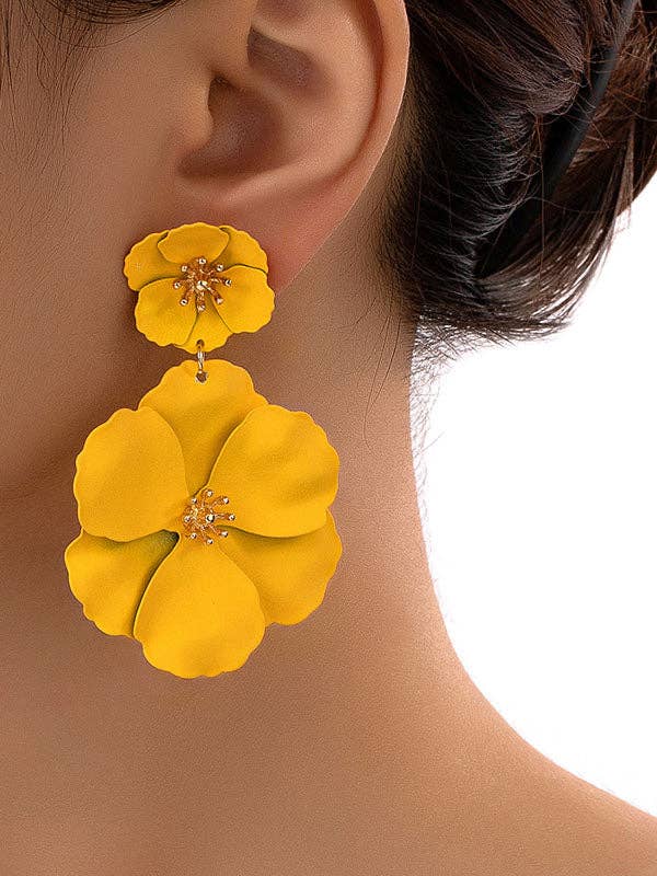 Flower Shape Drop Clip on Earrings - The Season Boutique