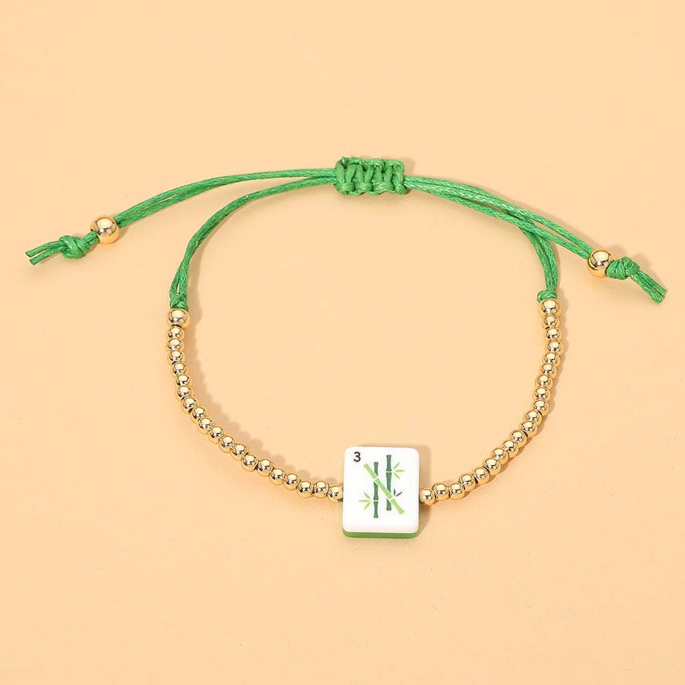 Mahjong Charm Adjustable Bracelet