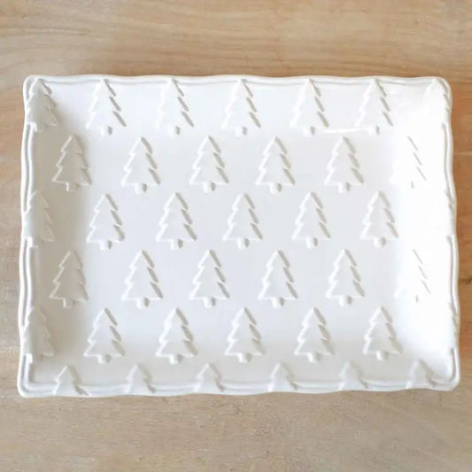 Balsam Lane Embossed Platter White