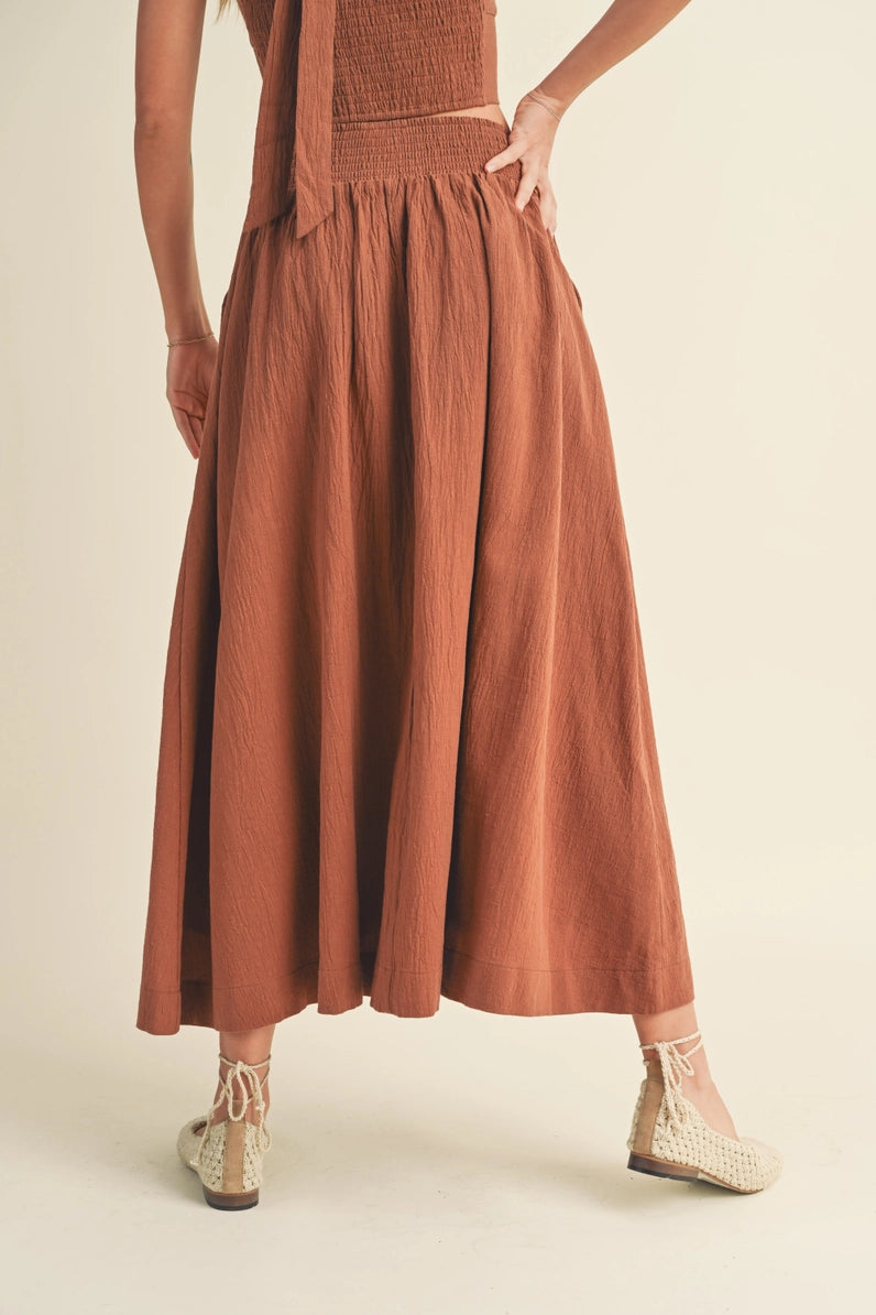 Linen Button-Down Maxi Skirt