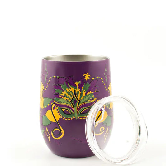 Mardi Gras Mask Stainless Wine Tumbler 12oz