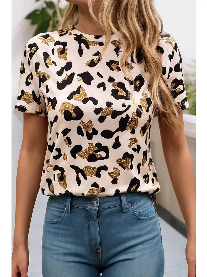 Leopard Print Round Neck