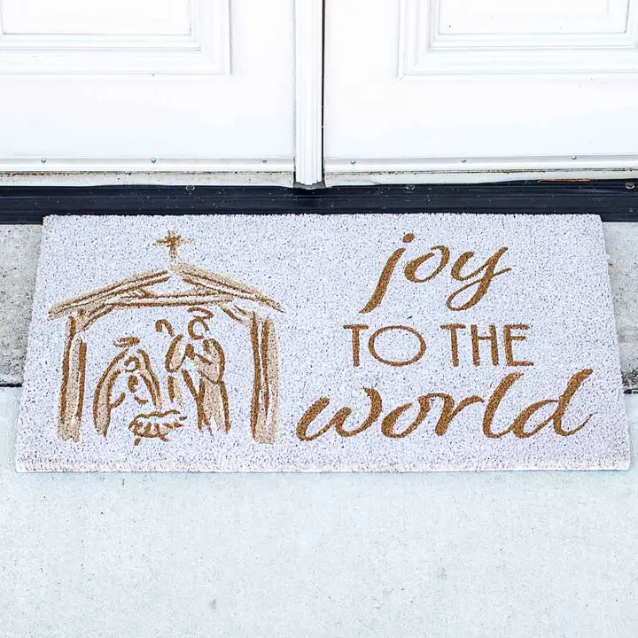 Joy To the World Manger Coir Doormat