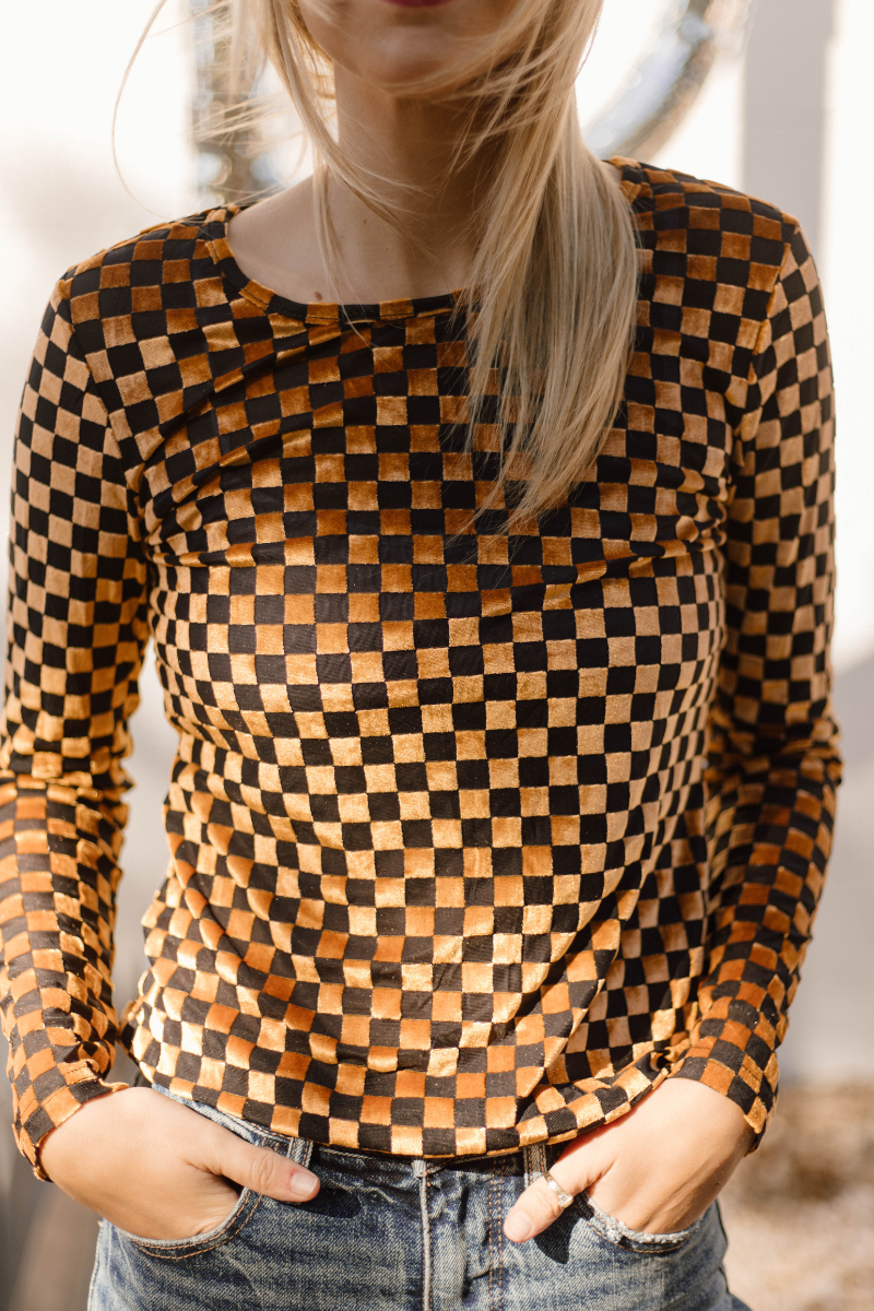 Pep Rally Velvet Mesh Gold/Black