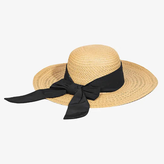 Straw Braided Faux Leather Strap Sun Hat