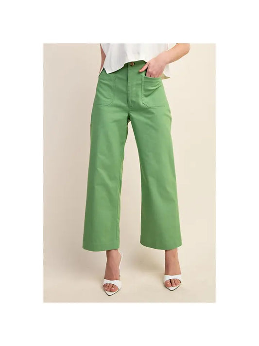 Green Stretchy Denim-Ankle Cropped