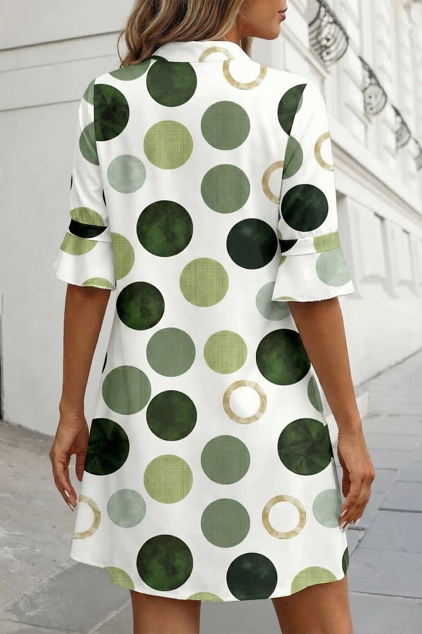 Polka Dot Flounced Dress
