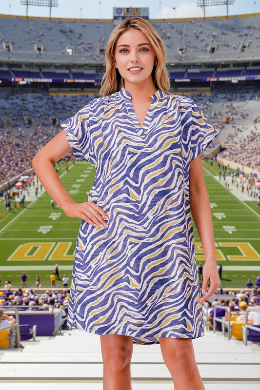 Tori Game Day Shift Dress Tiger Print