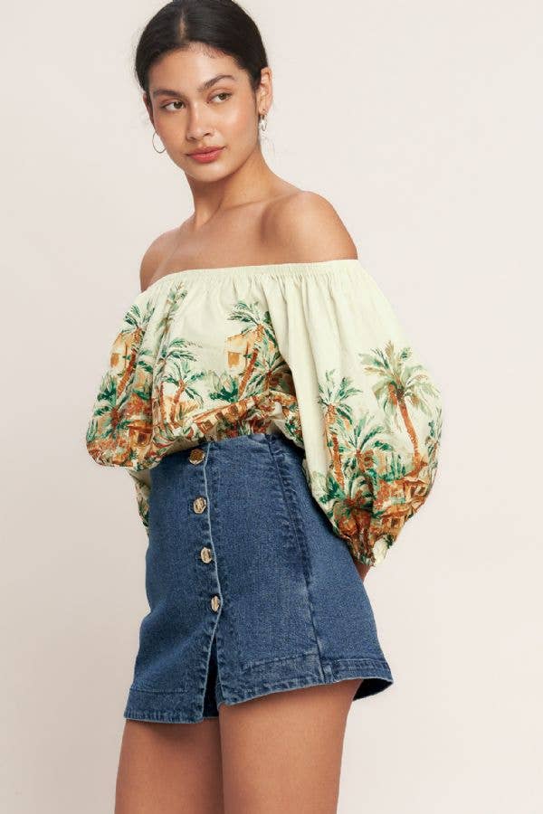 A washed denim skort - The Season Boutique