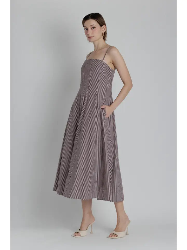 Striped Panel Midi Dress - The Season Boutique