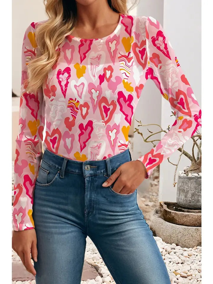 Valentine's Day Sheath Heart Blouse - The Season Boutique