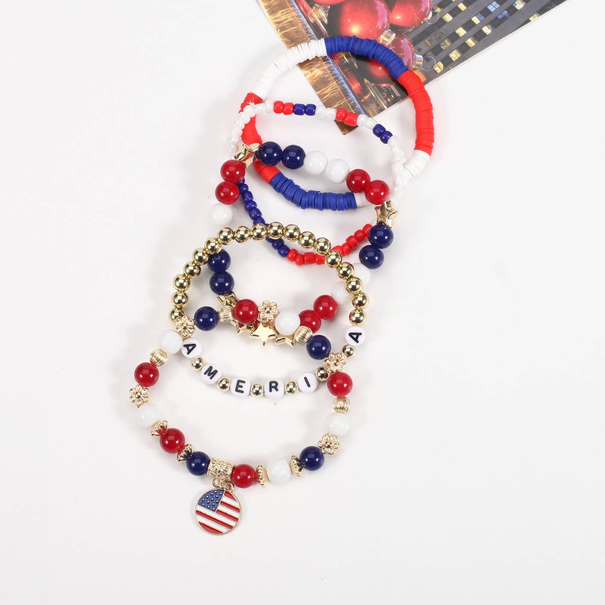 USA FLAG RED WHITE BLUE BEADED BRACELET - The Season Boutique