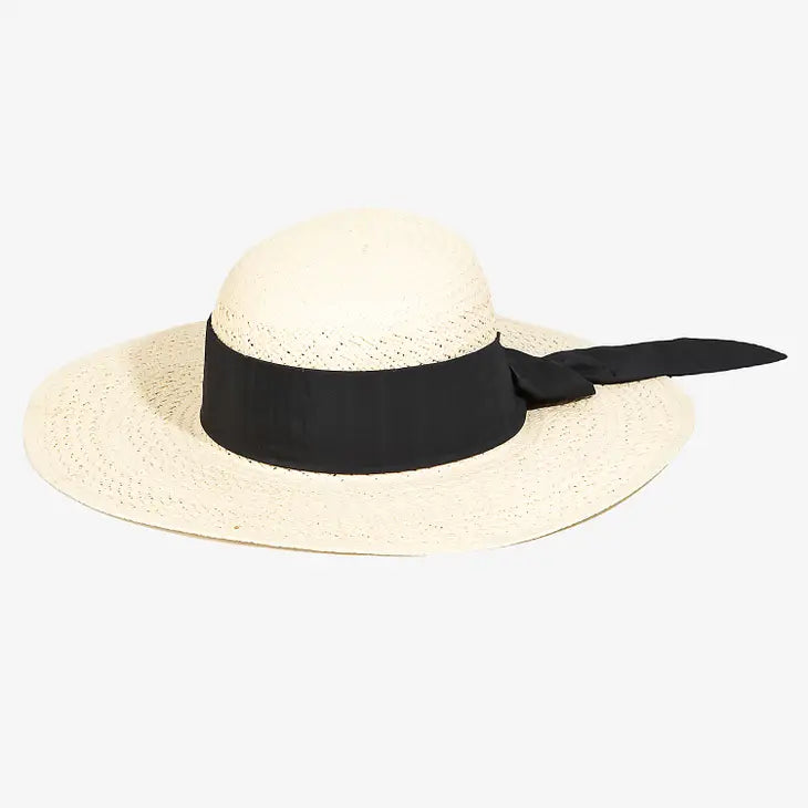 Straw Braided Faux Leather Strap Sun Hat