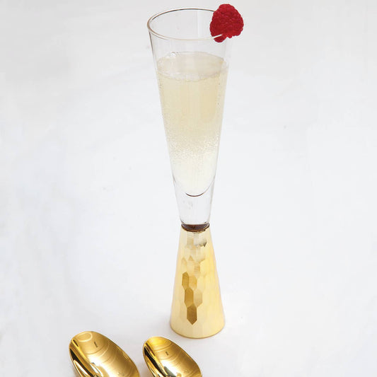 Champagne Glass, Gold Hammered, 7 Oz - The Season Boutique