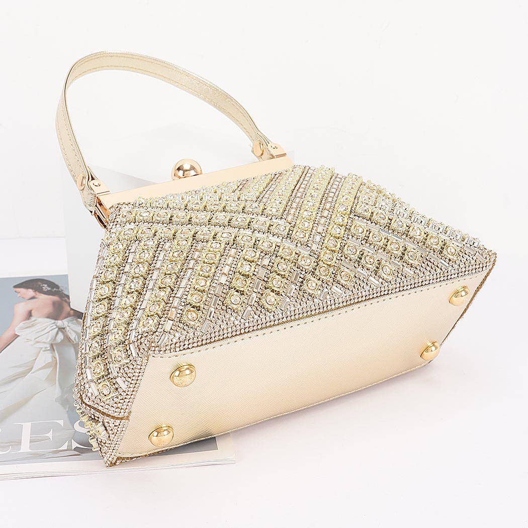 Rhinestone Party Clutch - Gold