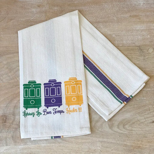 Mardi Gras Streetcar Hand Towel Cream