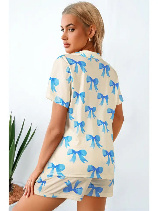Bow Printed Pajama Set