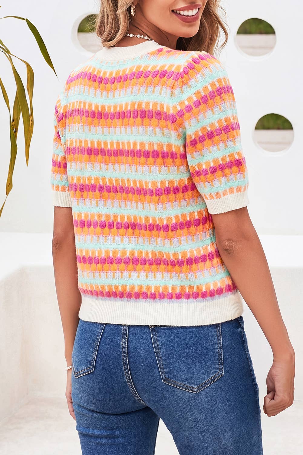 Abstract Striped Short Sleeve - The Season Boutique