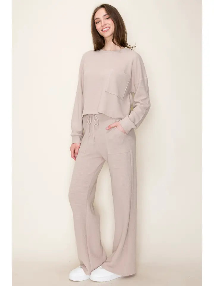 Knit Pants with Pockets and Drawstring