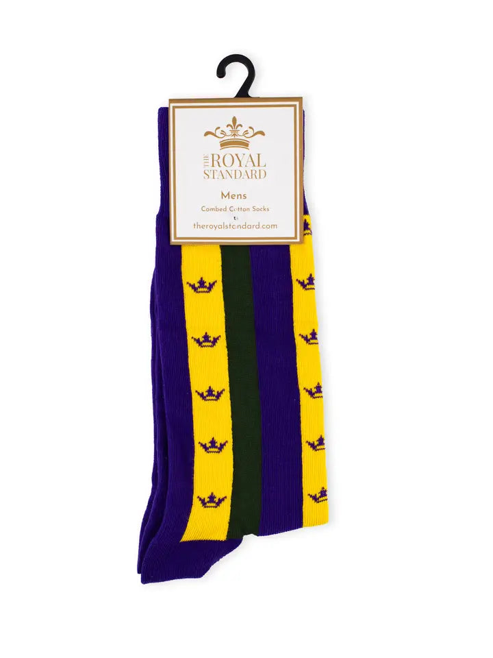 Men's Mardi Stripe Socks Purple/Green/Yellow