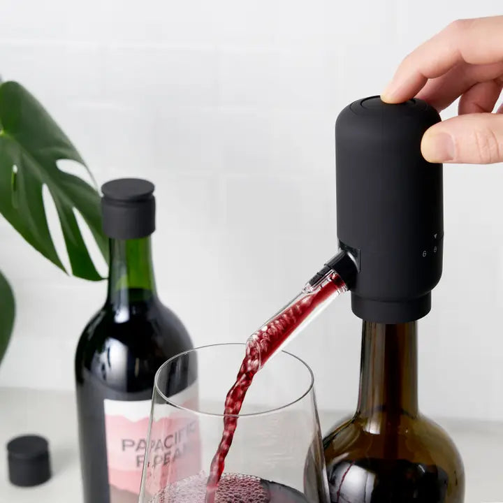 Electric Aerating Wine Pourer & Bottle Stoppers - Set of 3