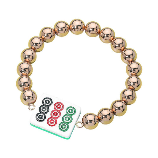 Mahjong Tile Beaded Stretch Bracelet - The Season Boutique