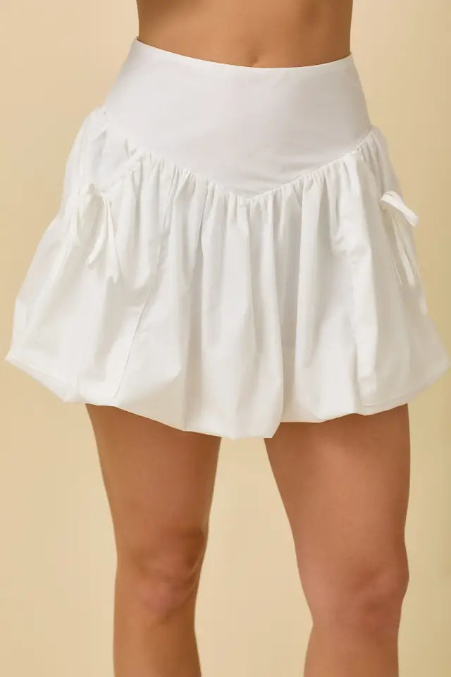 Bubble Skort with Ribbon Bow Tie
