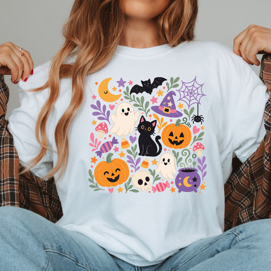 Cute Halloween T-Shirt Ghost Cat Pumpkin - The Season Boutique