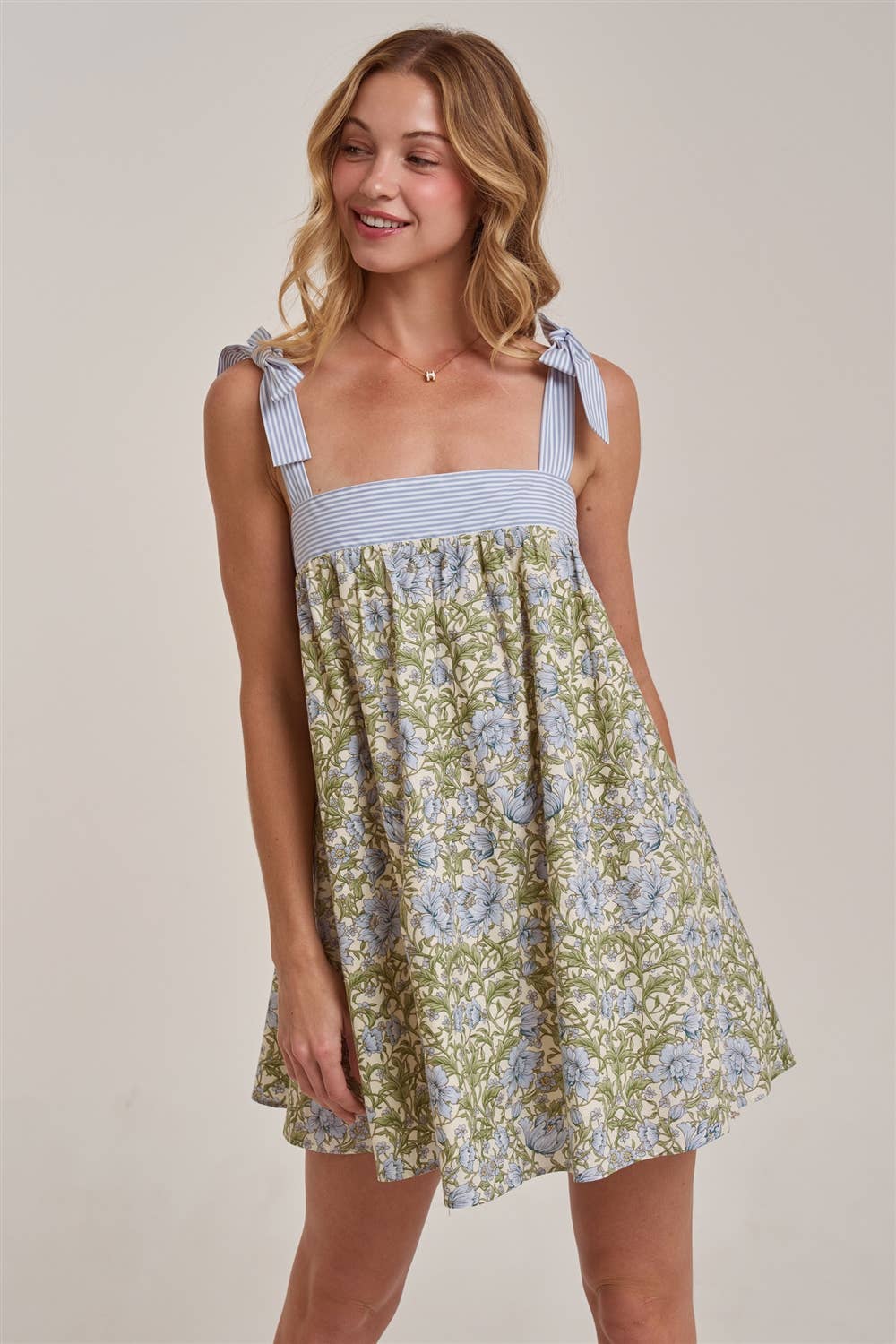 FLORAL BABYDOLL A LINE MINI DRESS - The Season Boutique