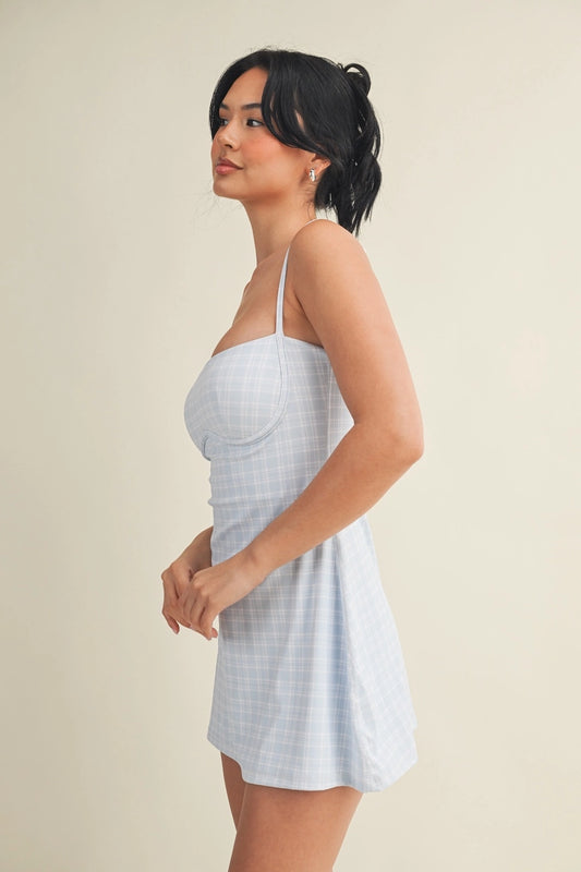 Plaid Print Sweetheart Dress