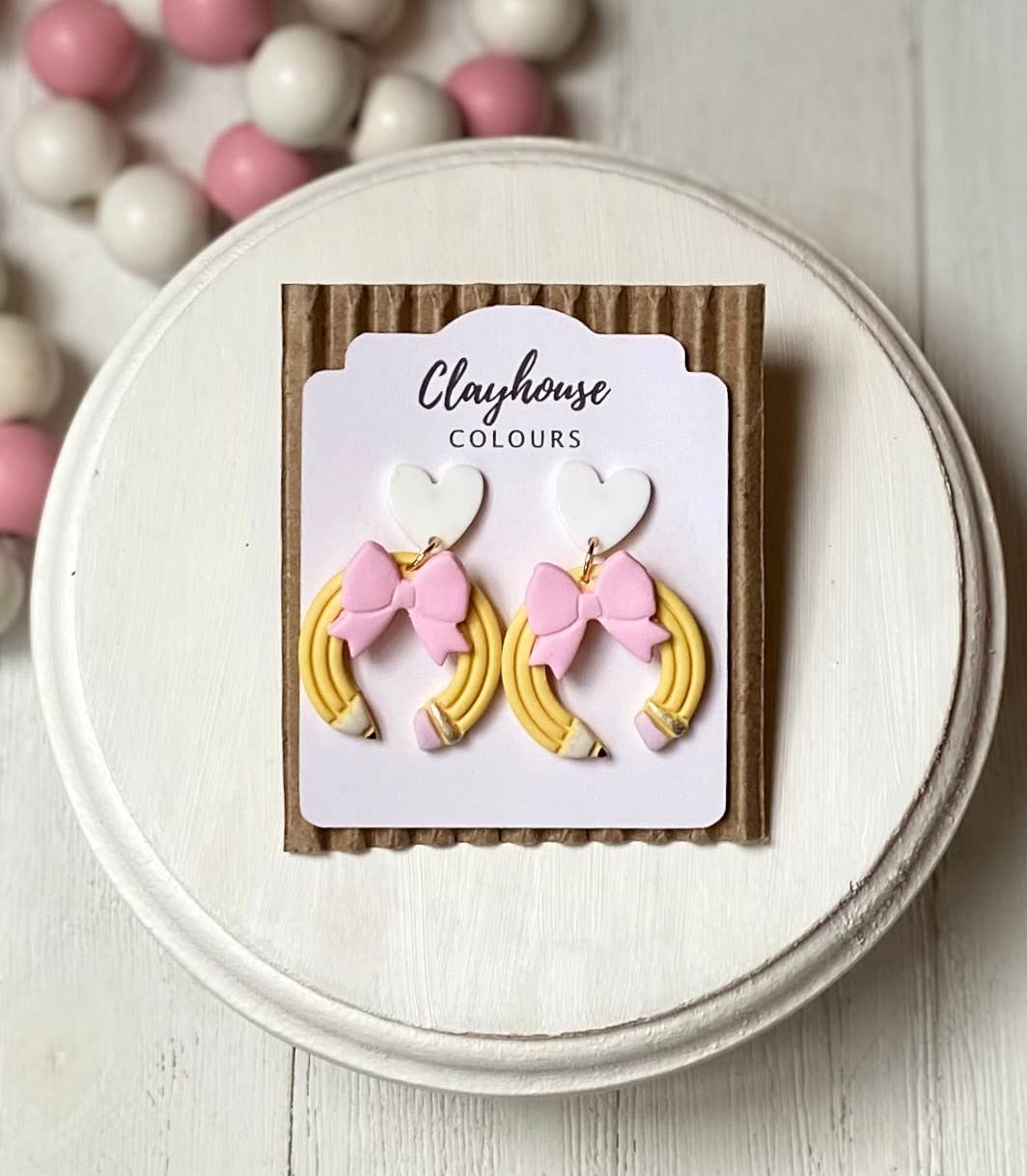 Teacher Earrings : Multi Bow with Apple Center