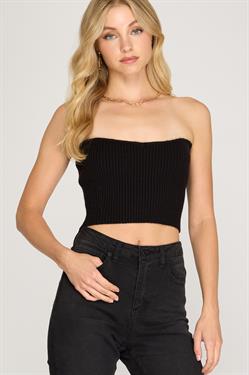 STRAPLESS CROPPED SWEATER