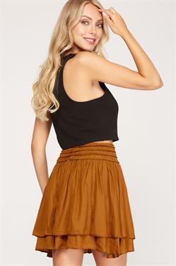 Caramel Satin Layered Skirt