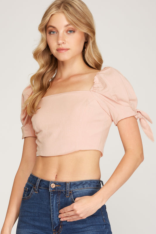 Rose LINEN CROP TOP