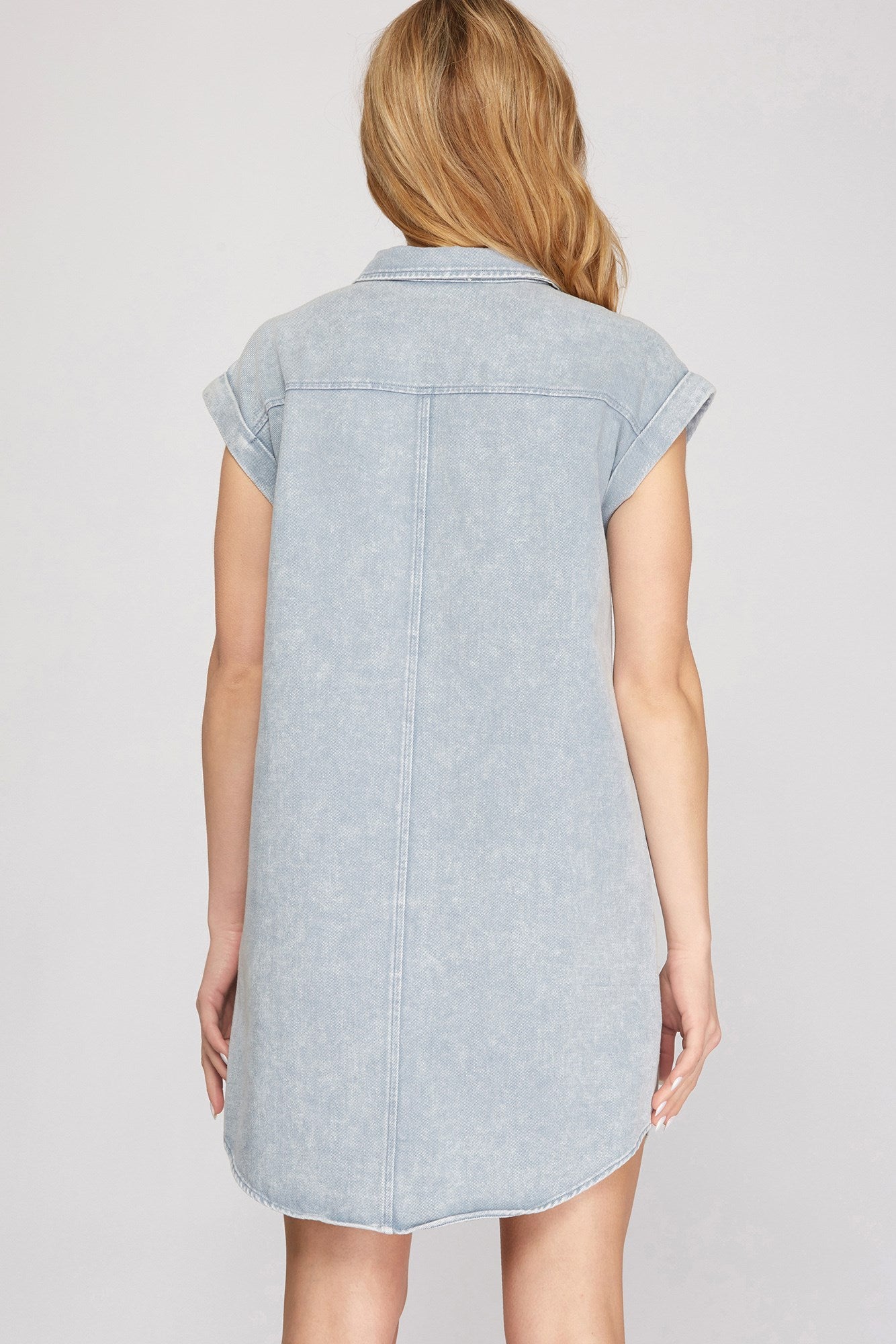 BLUE WASHD SHIRT DRESS