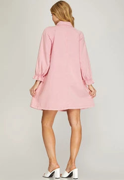 Pink Button Down Shirt Dress