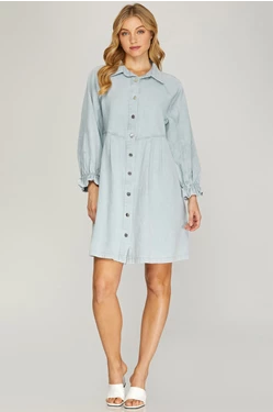 Blue Button Down Shirt Dress