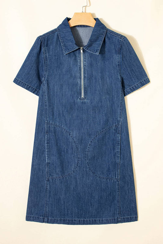 Collared Mini Denim Dress