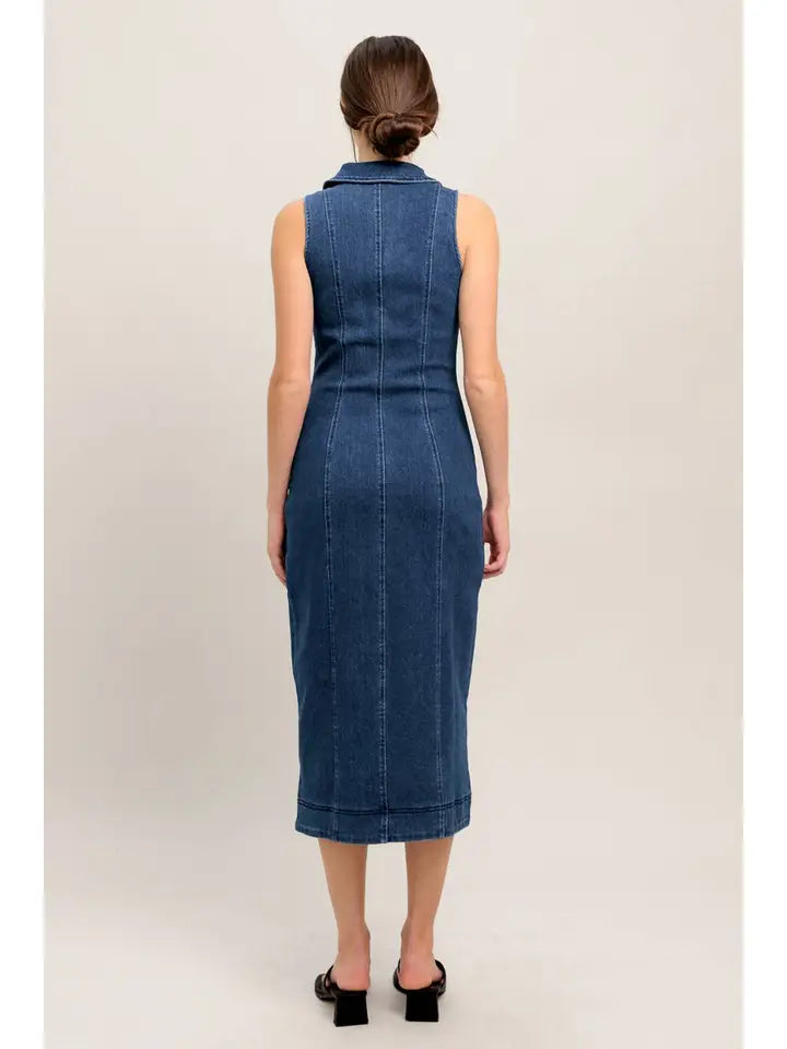 Washed Denim Midi Dress - The Season Boutique