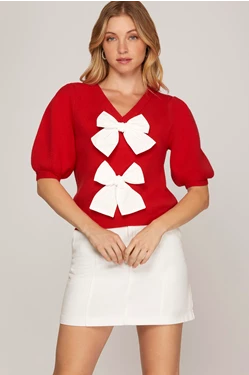 BOW FRONT SWEATER TOP