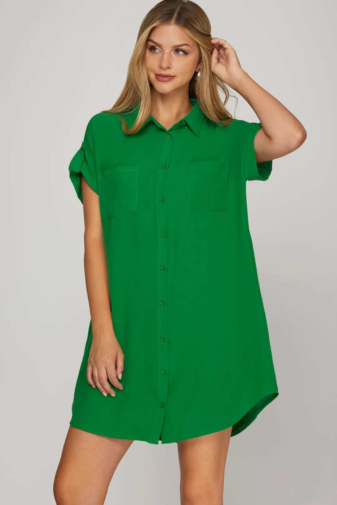 DROP SHOULDER SHIRT DRESS