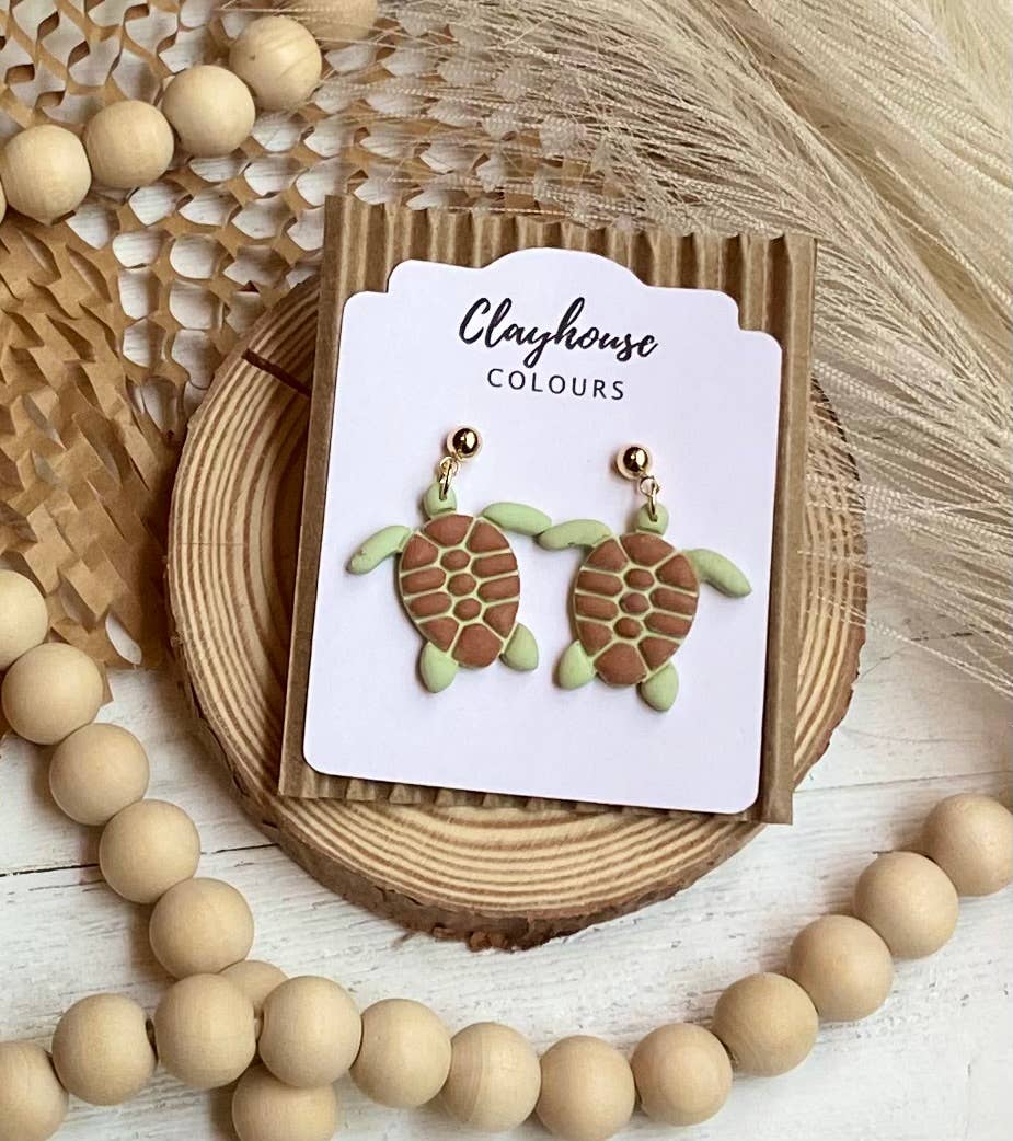 Beach Clay Earrings: Large Shell w/Pearl Post - The Season Boutique